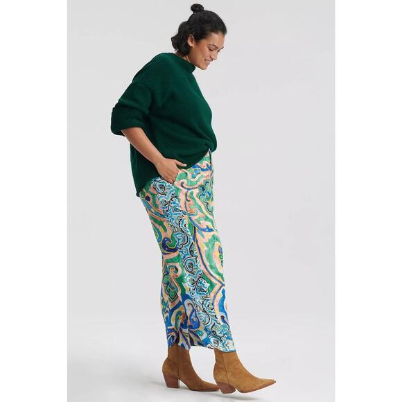 Maeve by Anthropologie Women's Rhiannon Satin Cropped Flare Pants Size 4 - Picture 4 of 8